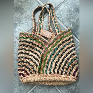 Handmade recycled sari Colorful Woven Tote Bag